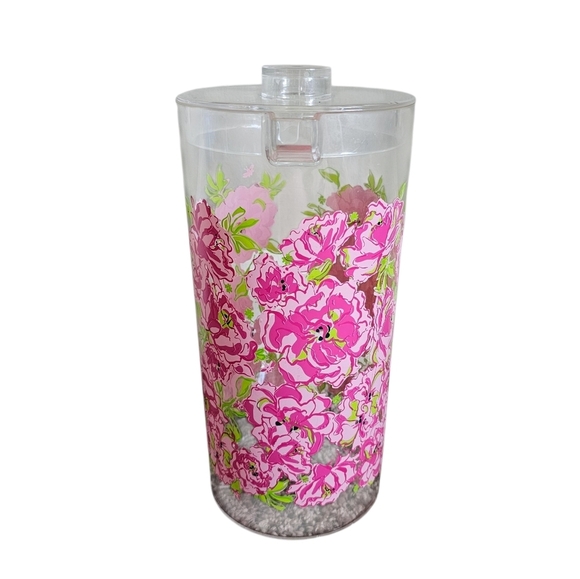 Lilly Pulitzer Floral Clear Acrylic Drink Pitcher 56 oz Pink Green Print - Picture 7 of 7
